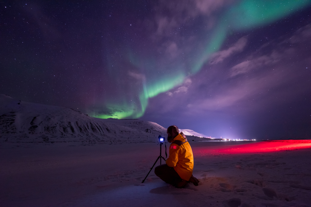 Photographer shooting the northern lights