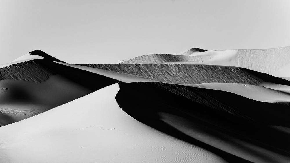 black and white Sand Dunes In Liwa desert abu dhabi