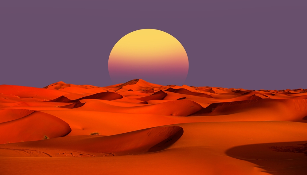 Sand dunes in the Sahara Desert at sunrise